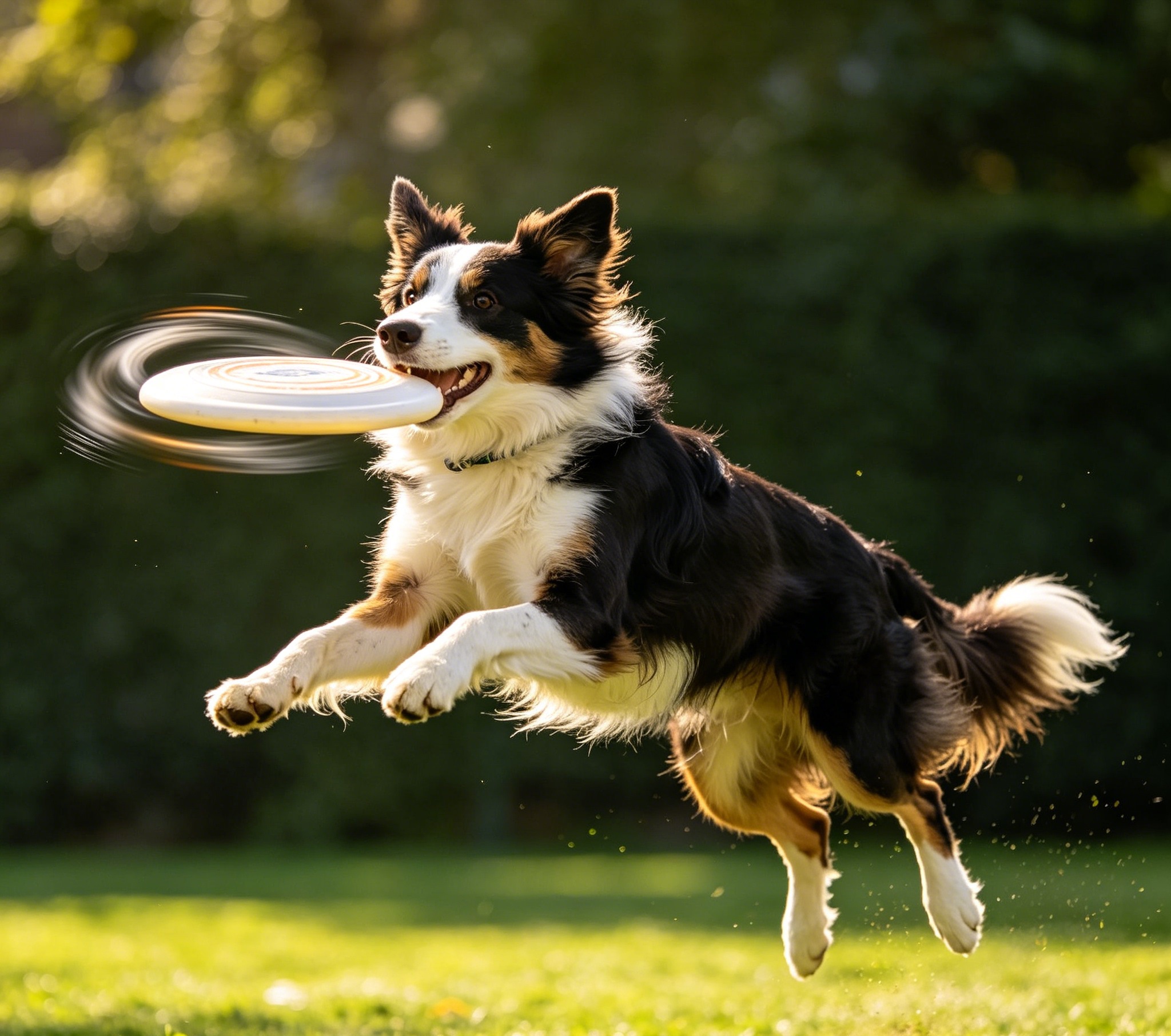 Border Collie sprinting across an open field, ears back and fully extended in motion