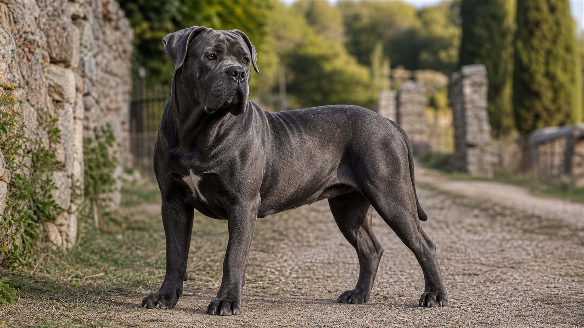 Adult Cane Corso with a muscular build and alert guardian expression