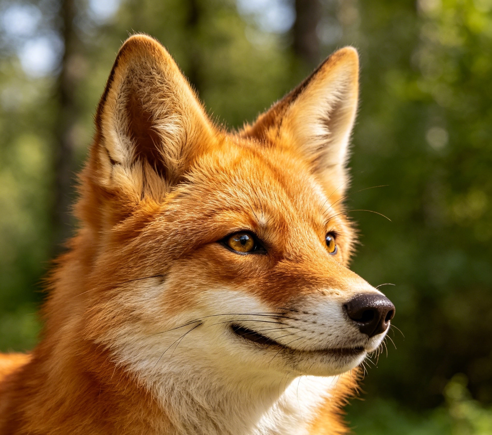 Adult Finnish Spitz with a flame-red coat, fox-like face, and pricked ears
