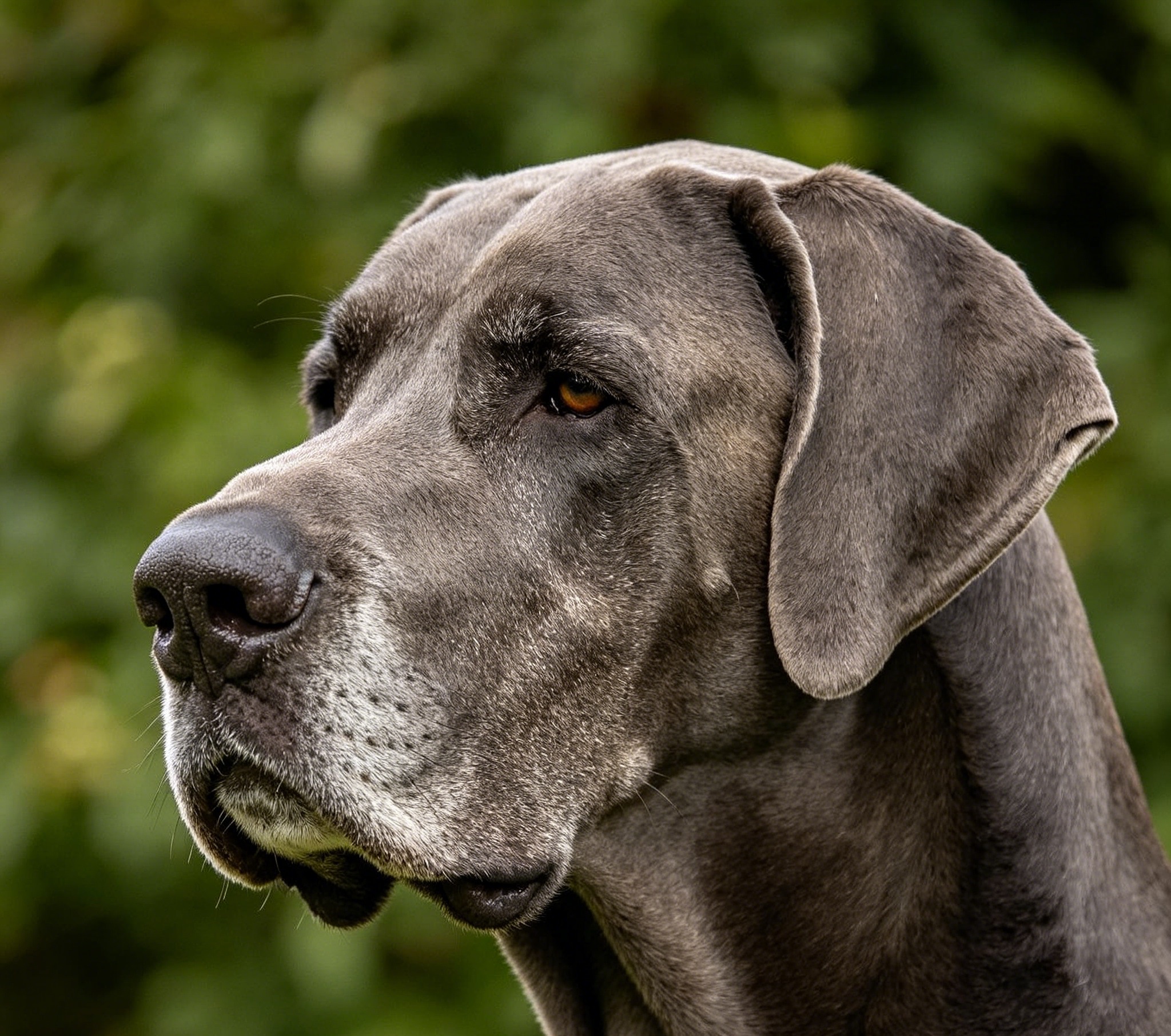 Adult Great Dane standing tall in profile, showing its long legs, deep chest, and elegant head