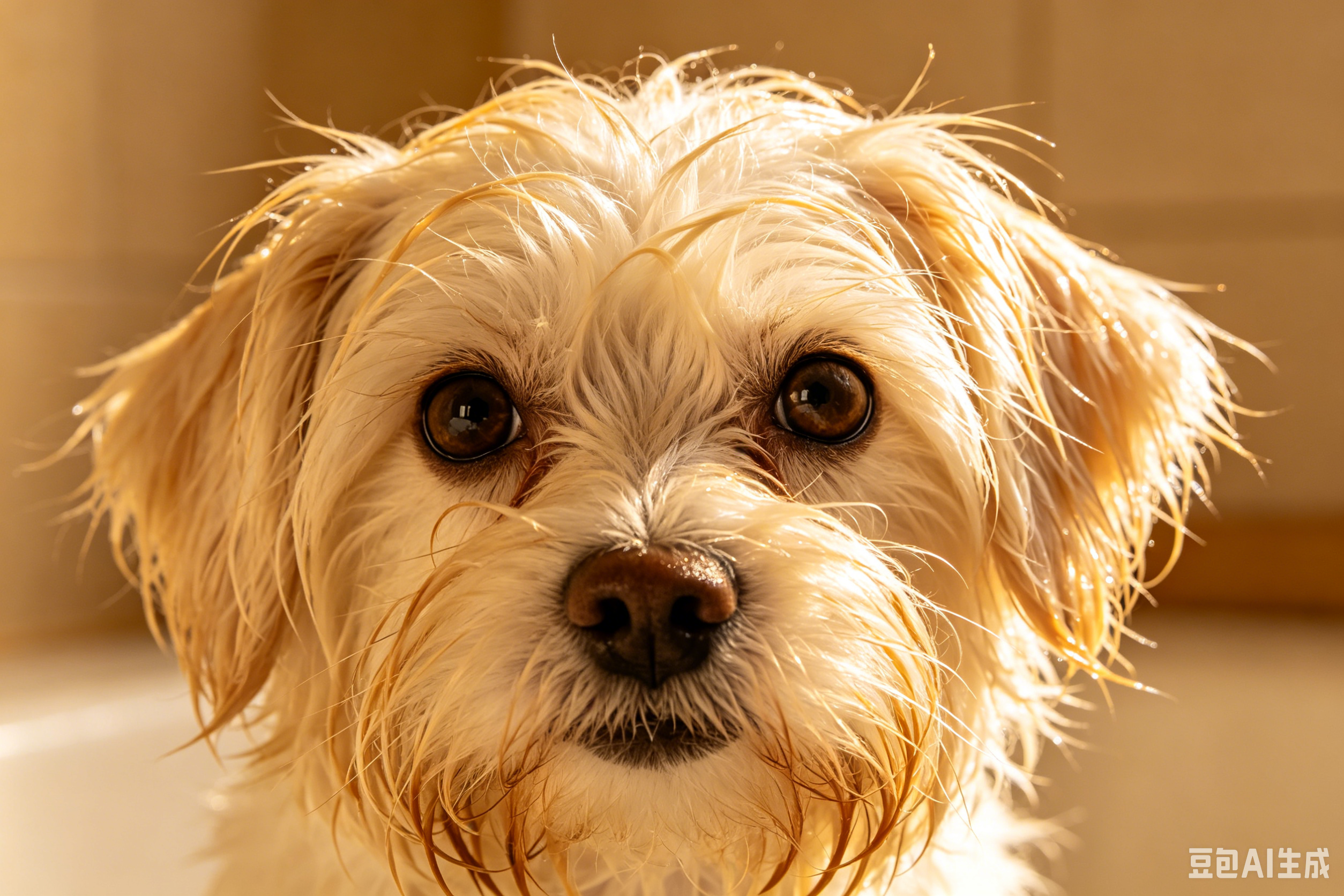 Beautiful white Maltese close-up portrait