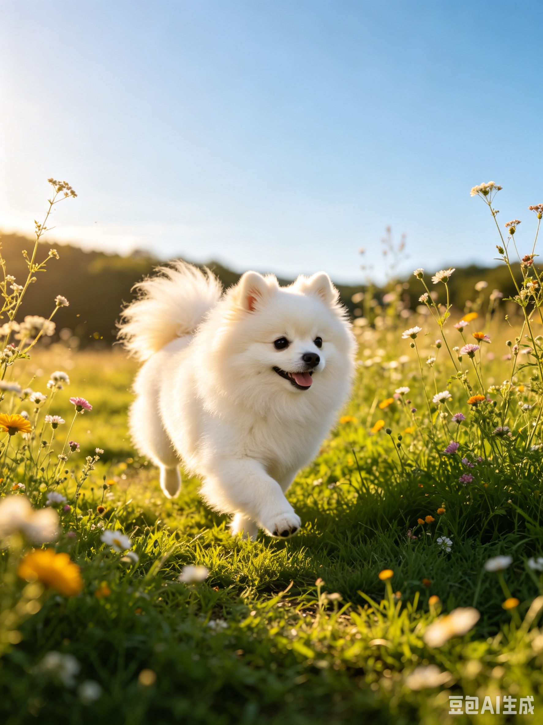 Pomeranian playing outdoors