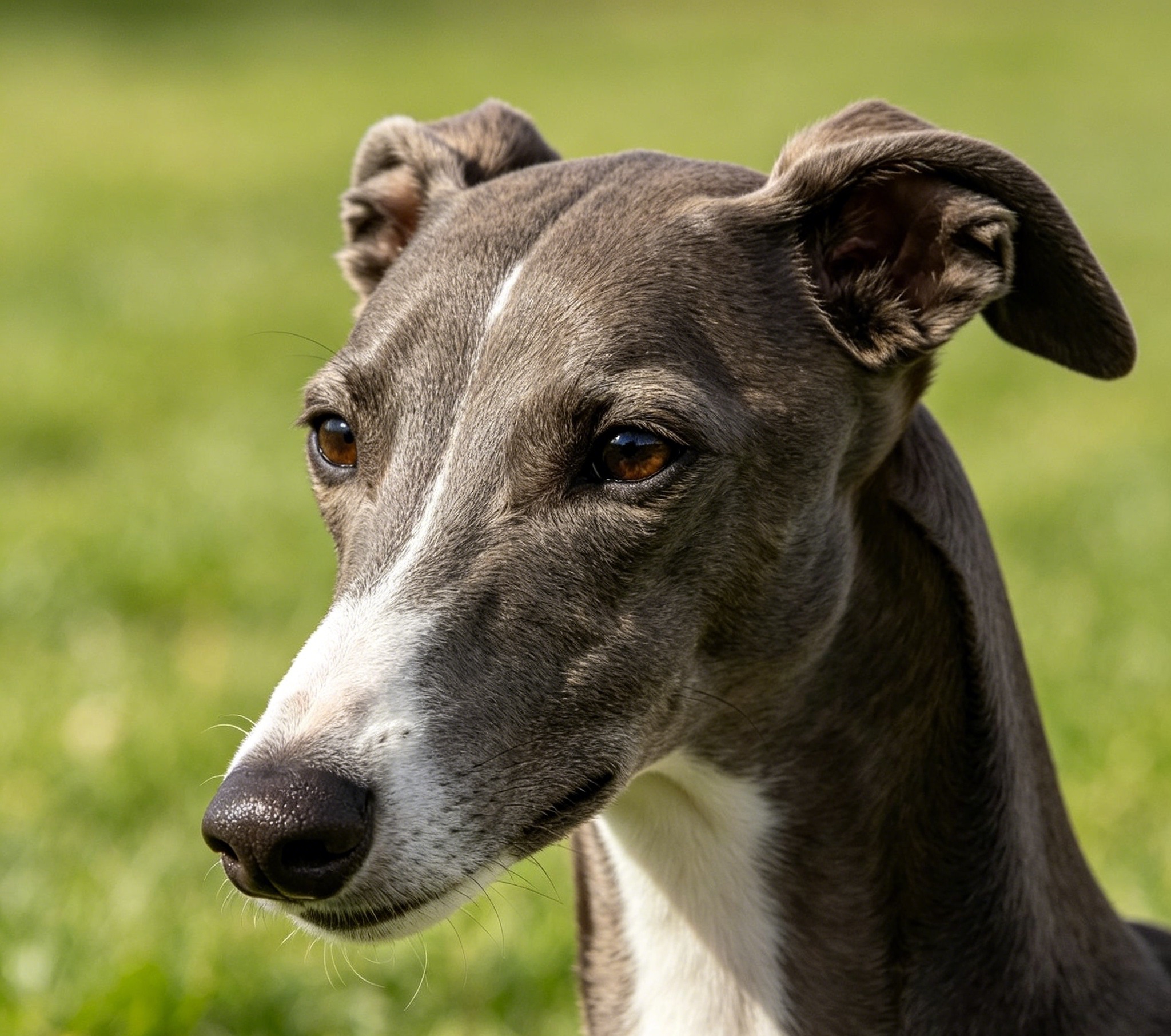 Adult Whippet with a deep chest, tucked waist, and a calm, refined expression